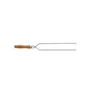Mini Espeto Duplo Inox 30cm - Cabo Madeira